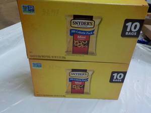 lot 85 image: 2 boxes Snyders 20 bags Mini Pretze...