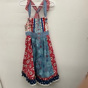 lot 98 image: Matilda Jane Size 8 Enchanted Garden Jolene mixed pattern knot dress