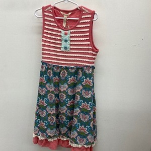lot 101 image: Matilda Jane Size 8 Enchanted Garden Covington striped and print dress with crochet lace striping details
