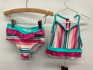 lot 122 image: Matilda Jane Size 6 two piece stripe and polka dot swimsuit