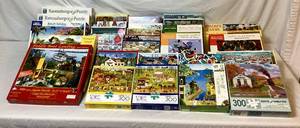 lot 26 image: Massive Lot of 300 Piece Puzzles - Lot 3 - Includes 30 Puzzles