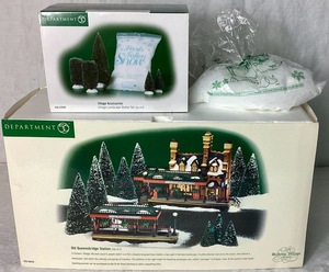 lot 72 image: Dept 56 Dickens Village Old Queensbridge Station (set of 2) and Village Landscape Starter Set