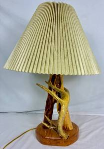 lot 95 image: Antler and Log Lamp Handcrafted by Sonny
