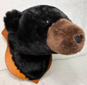 lot 21 image: Black Bear Plush Animal Wall Mount 14.5W x 20H x 20.5 D