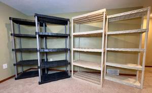 lot 136 image: Set of 4 Plastic Shelving Units