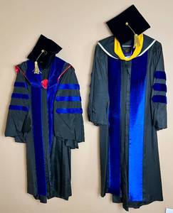 lot 144 image: Doctorate Academic Regalia Tam Gowns, Hoods and Mortarboards