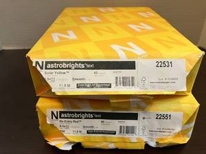 lot 98 image: Astrobrights Yellow and Red Paper