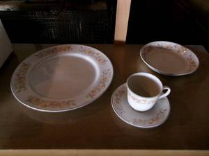 Vintage 16 Piece Carlton Floral Patterned Silver Rimmed Dish Set