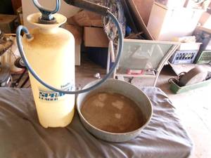 lot 30 image: 2 Gallon Pump Sprayer & Galvanized Drip Pan