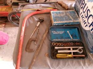 lot 33 image: Misc Tools 12 Elec Drill, 14 Socket Set & Misc