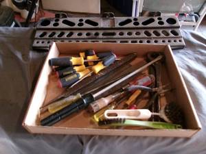 lot 42 image: Box of Tools Dewalt Screw Driver Set & Misc