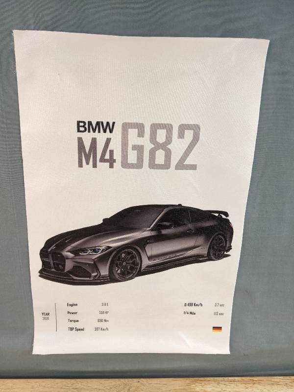 lot 180 image: Brand New BMW M4 G82 Canvas Poster 12 x 18