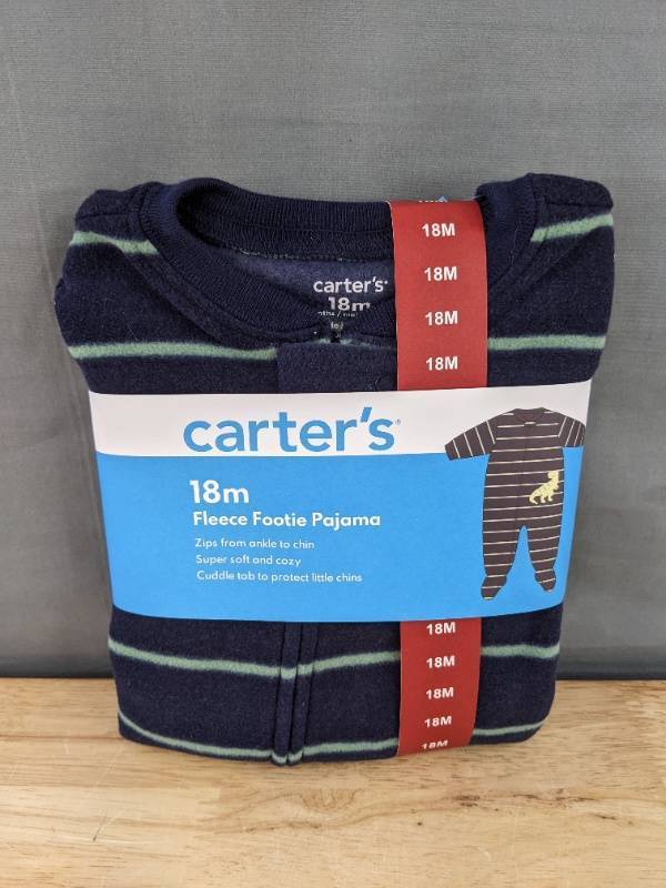 lot 110 image: Brand New Carters Fleece Footie Pajama - Size 18 Months