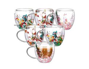 lot 64 image: Set of 6 Brand New Tiangrid Flower Double Wall Coffee Mugs 8.5oz