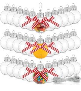 lot 96A image: 36 Pcs Brand New Slinier Clear Christmas Ornament Balls with Bow Tie
