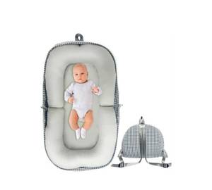 lot 629 image: Brand New Portable Baby Lounger with Houndstooth Pattern - Gray $50.00 Retail 
