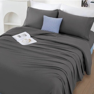 lot 56K image: Brand New Redasw Queen Size 1800 Thread Count Grey Bed Sheet Set