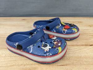 lot 110K image: Brand New Kids Blue Astronaut Themed Clogs with Non-Functioning Light Size 12