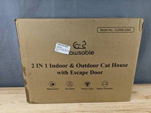 lot 51 image: Brand New Clawsable 2-in-1 Indoor & Outdoor Cat House, 24.5 x 12.6 x 10.6