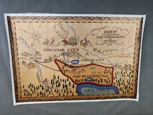 lot 104 image: Brand New Map to Illustrate The Ponderosa in Nevada Canvas Print, 16 x 24