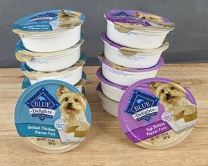 lot 107 image: 12 Brand New Blue Delights Dog Food Variety Pack Grain-Free