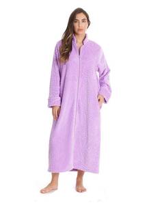 lot 121 image: Brand New Just Love Plush Zipper Lounger Solid Robe, Lilac, 2X