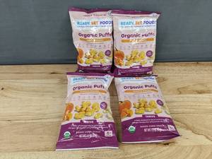 lot 126 image: 4 Brand New Ready, Set, Food Bags - Organic Puffs Pumpkin Banana