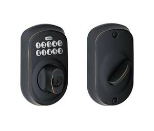 lot 3K image: Brand New Schlage BE365 Keypad Deadbolt in Aged Bronze $134 Retail