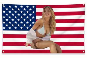 lot 18G image: Brand New 3 x 5 Sydney Sweeney USA Flag Euphoria Actress