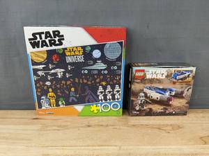 lot 74K image: Brand New Disney Star Wars Puzzle & LEGO Star Wars Y-Wing Microfighter Set