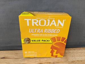 lot 61K image: 36 Brand New Trojan Ultra Ribbed Condoms