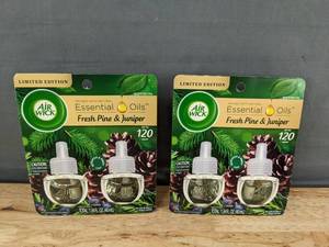 lot 116K image: 2 Brand New 2-Packs Air Wick Essential Oils Fresh Pine & Juniper