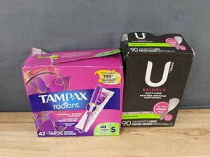 lot 77K image: Brand New U by Kotex Liners & Tampax Radiant Tampons