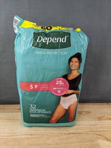 lot 695 image: 32 Brand New Depend Fresh Protection Underwear Size SP