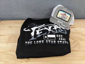 lot 103G image: Brand New Texas Hoodie Unisex Size Medium and Adjustable Trucker Hat