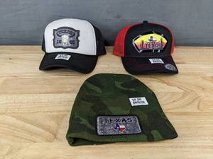lot 100K image: 2 Brand New Adjustable Texas Trucker Hats and Texas Beanie