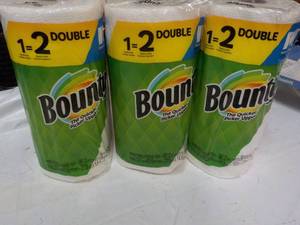 lot 29 image: 3 Double Rolls Bounty Paper Towels...