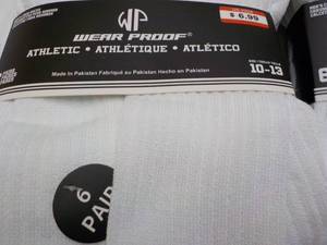 lot 170 image: 12 pair Wear Proof size 10-13 White...