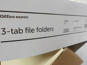 lot 69 image: 150 Office Depot 3 tab File Folders...