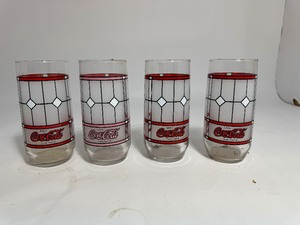 VTG. Coca Cola Stained Glass Tumblers Set of 4