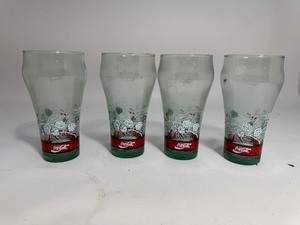 lot 22 image: Christmas Green Tinted Coca-Cola Coke Glasses