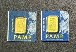 lot 19 image: Two 1g PAMP Suisse Gold Bars with Assay Certification