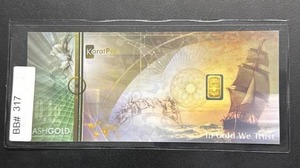 lot 20 image: Karatbars Gold Note with Embedded Gold, Serial Numbered