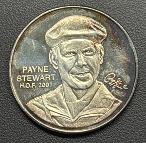 lot 23 image: Payne Stewart 2001 Hall of Fame PGA Commemorative Silver Coin