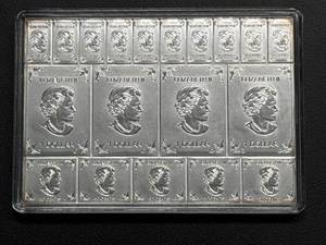 lot 25 image: 2018 Canadian 14 oz Silver Maple Leaf Bars - Sealed Sheet of 20