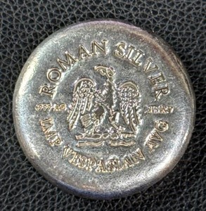 lot 171 image: 5 Troy Ounce .999 Fine Silver Roman Silver Vespasian Medallion by Scottsdale Mint