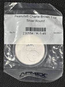 lot 174 image: Peanuts Charlie Brown 1 oz .999 Fine Silver Round by APMEX