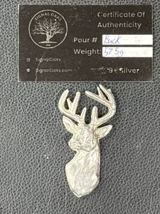 lot 182 image: Signal Oaks 57.5g .999 Silver Buck Shaped Pour with COA