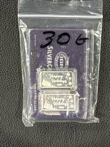 lot 185 image: 30 GRAMS .999 SILVER 6 5G BARS IGR SilverGram Bars and 2023 Happy Holidays Silver Bars