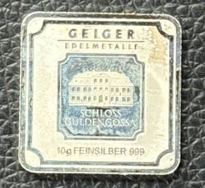 lot 132 image: 10-gram Geiger Edelmetalle Schloss Guldengossa Silver Bar